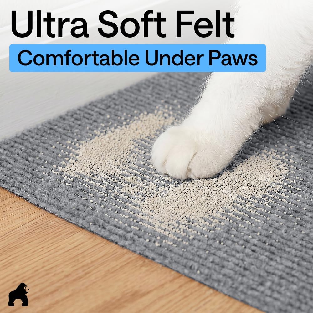 GORILLA GRIP WeatherMAX® Door Mat, 17x29, Gray and Felt Cat Litter Mat, 24x17, Gray Bundle