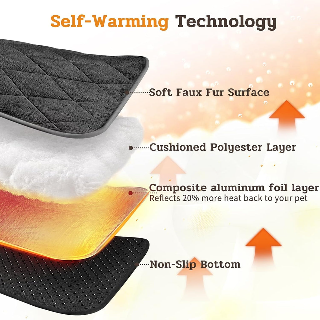 NWK Self Warming Thermal Pet Mat for Dogs and Cats (Black, Small)