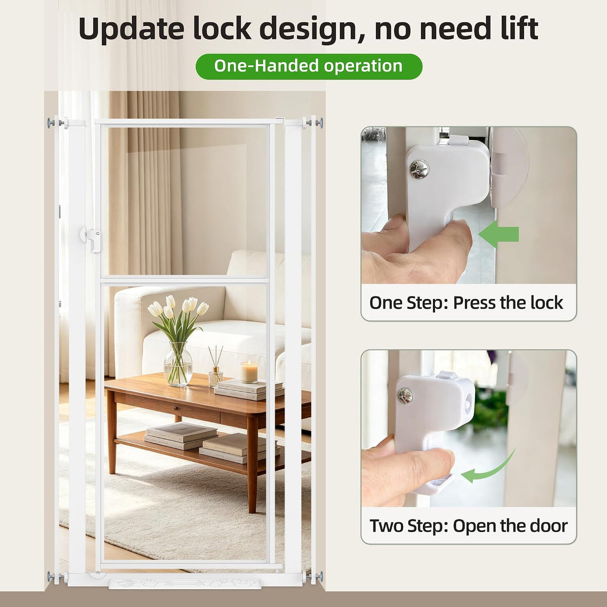 56” Extra Tall Cat Gate for Doorway, 29.5-33.46" Wide Clear Gate