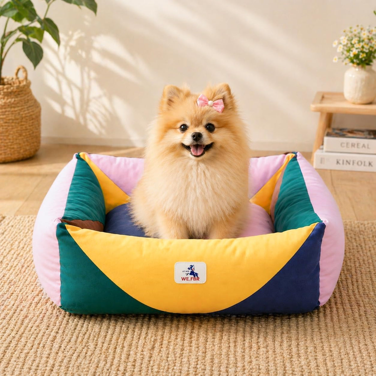 Cotton Canvas Dog Bed(290gsm Thick), 24"x20"x8" Washable Waterproof