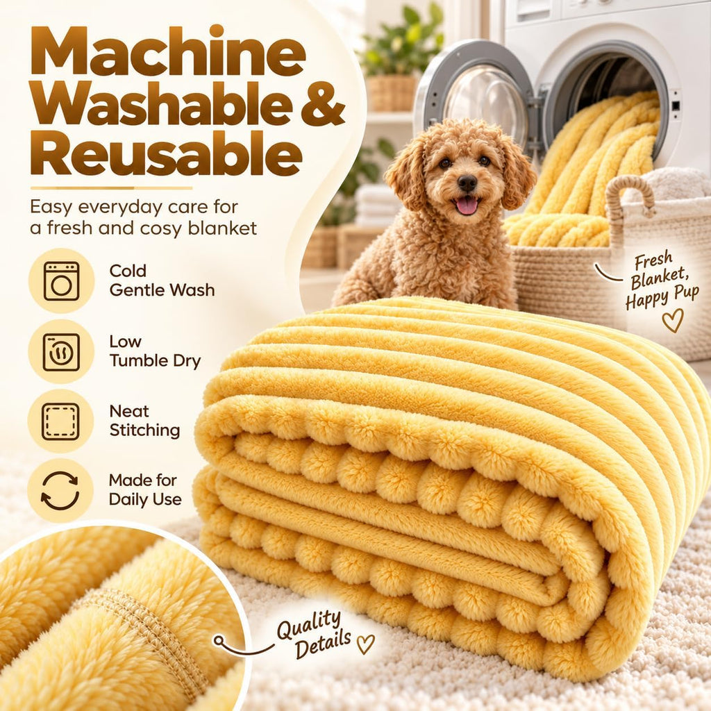 Yellow Dog Calming Blanket, Soft Emotional Support Blanket for Dogs，L
