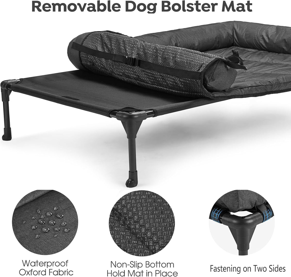 Veehoo Outdoor Elevated Dog Bed with Waterproof Bolster Cushion, Cooling