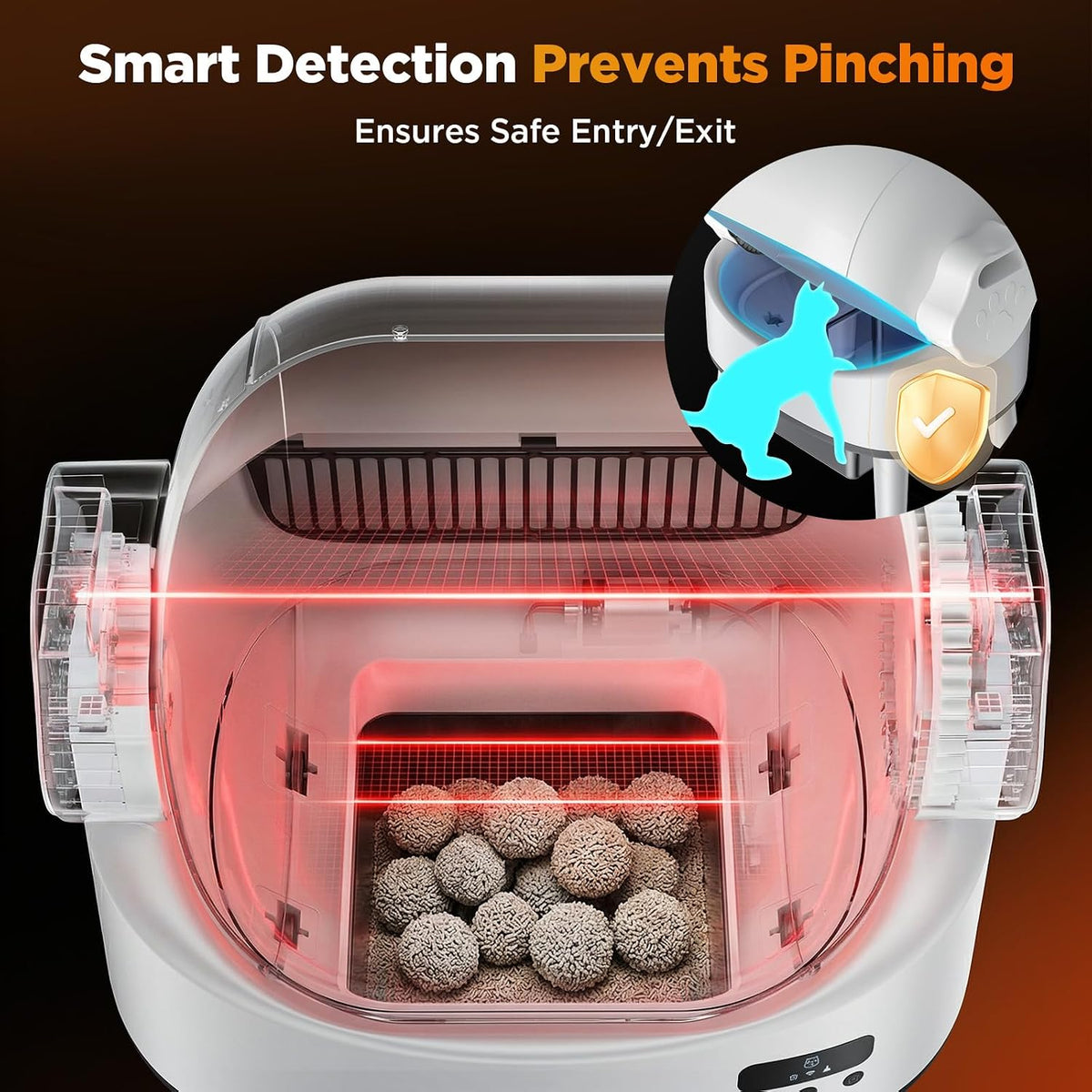 Automatic Cat Litter Box for Cats, Self Cleaning, Safety Sensors