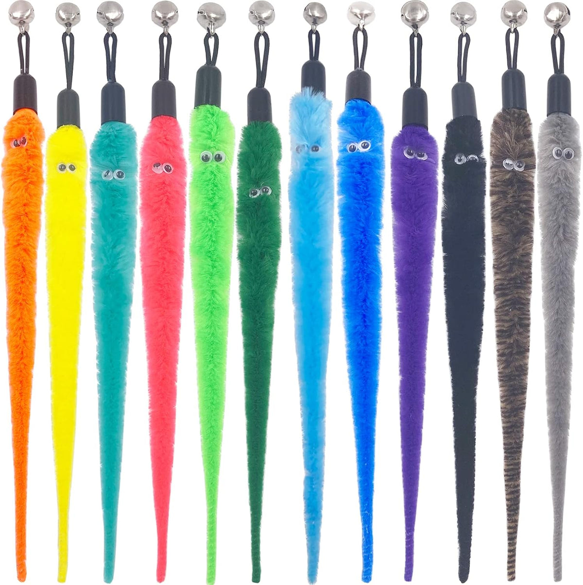 Cat Toy Worm Refills, 15 Pieces Interactive Cat Wand Attachments Worms Toy for Indoor Cats