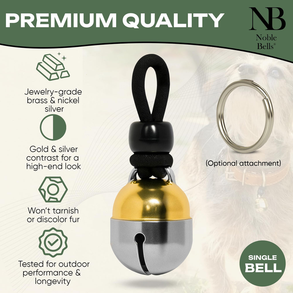 Noble Bells Handmade in USA, Extra Loud Collar Bell for Cat or Dog, Small