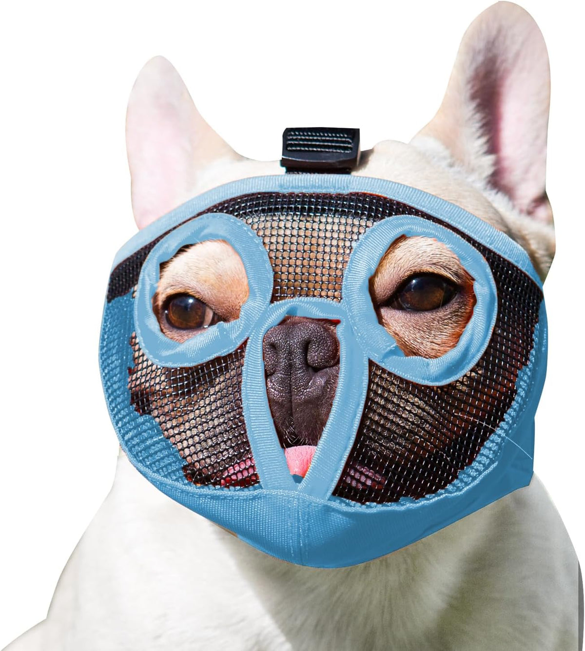 Short Snout Dog Muzzle- Adjustable Breathable Mesh Bulldog Muzzle for Biting Chewing Barking Training Grooming Dog Mask,