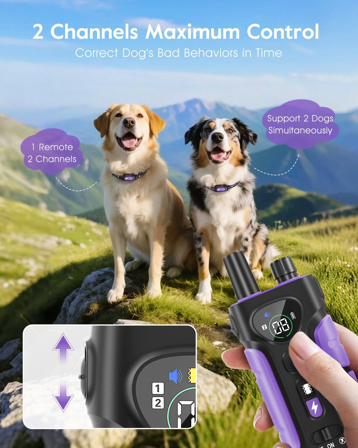 SLOPEHILL Dog Shock Collar 2 Dogs (8-140Lbs),4200FT Dog Training Collar