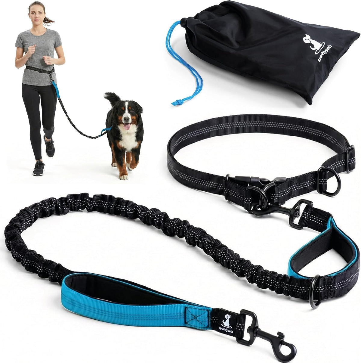 Active Pack Hands Free 2 Dogs Leash Medium & Large, Orange