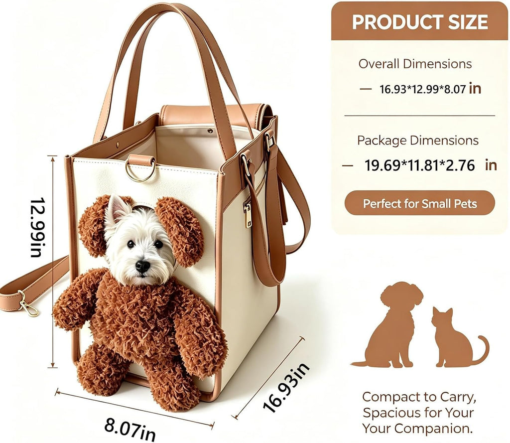 Dog Purse Carrier for Small Dogs – Teddy Bear Bag with Shoulder Strap