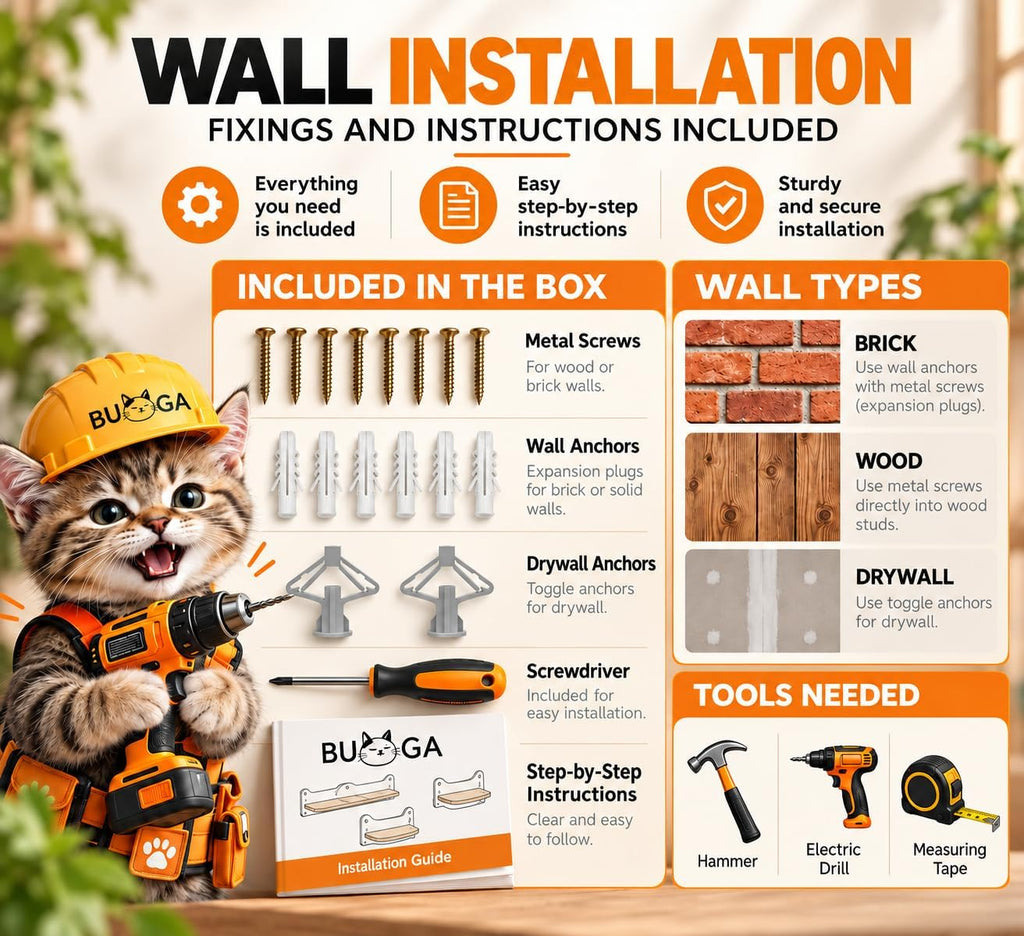 Cat Wall Shelves, Modern Cat Wall Furniture for Indoor Cats