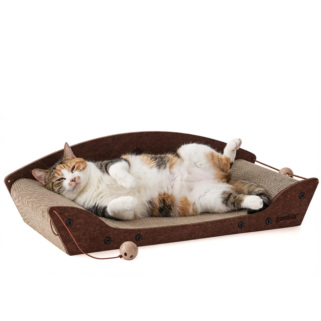 ZOMISIA 26'' Cardboard Cat Scratcher Bed for Indoor Cats, 1PC, Brown