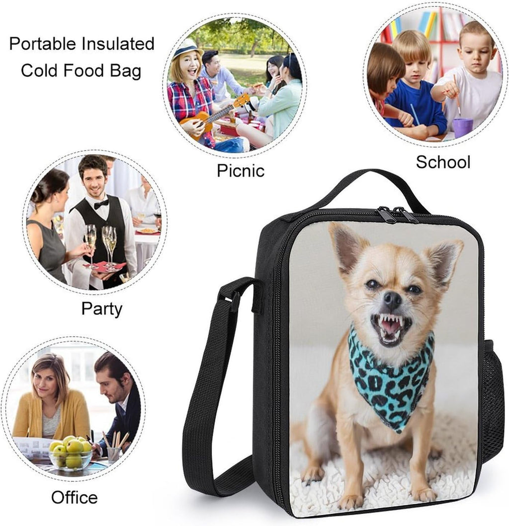 Angry Chihuahua Dog Travel Backpack Lunch Bag Set