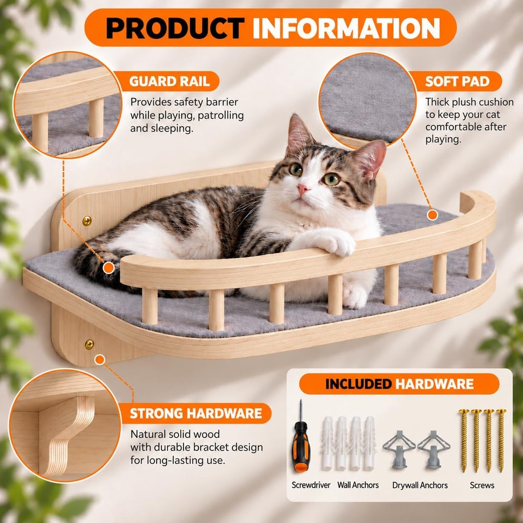 Cat Wall Shelves, Modern Cat Wall Furniture for Indoor Cats