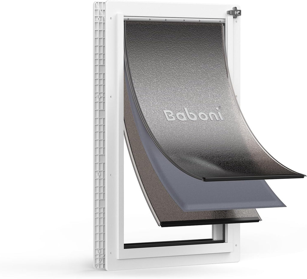 Baboni Dog Door for Door,3-Flap,Durable Plastic Frame,Large