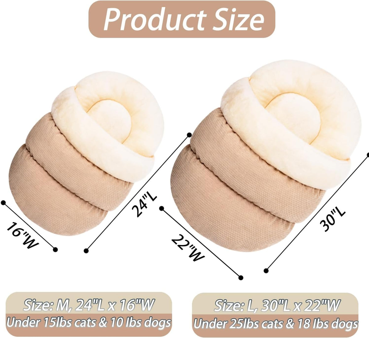 Romaneco Bed for Dog and Cat, Pet Bed, Ultra Soft Cute Plush Slipper Cat Cave Bed, Anti Slip Warm Pet House Nest, Self-W