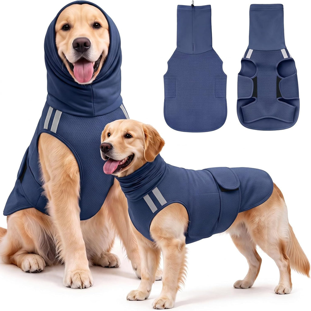 Idepet Dog Anxiety Vest with Hood, All-in-One Anxiety Relief Thunder Wrap for Dogs, Ideal for Thunderstorm, Fireworks, T