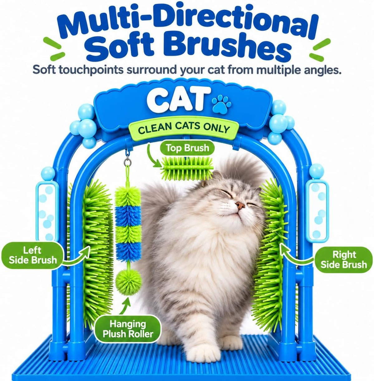 Cat Grooming Wash Station, Self Grooming Arch Scratcher，1 Pcs