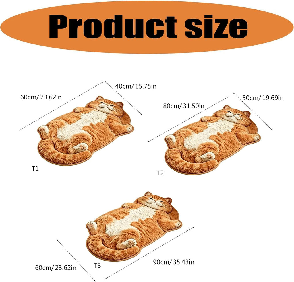 Soft Cats Floor Mat, Sleeping Feline Entryway Area Rug，E：50 * 80