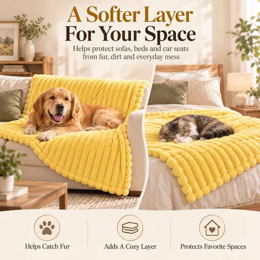 Yellow Dog Blanket Emotional Support Blanket for Dogs Soft Plush Washable