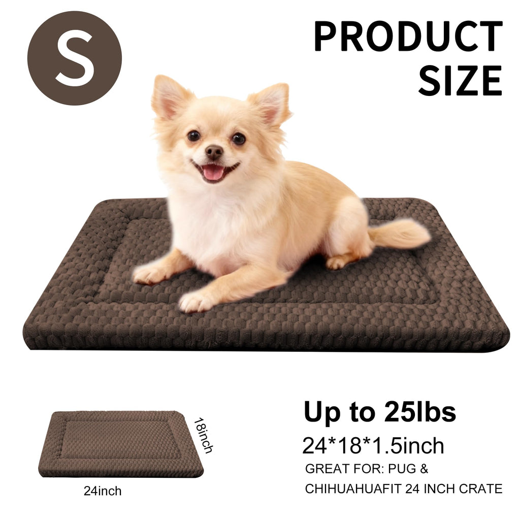 Dog Bed Mat - Dog Crate Pad - Reversible Mat for Pet Comfort - Soft Bed Crate Pads for All Seasons - Durable, Machine Washable Mat for Crates, Travel, and Home (Dark Brown, 24" L*18" W*1.5" Th)