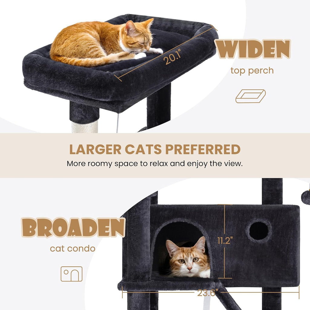 SHA CERLIN 81in Multi-Level Tall Cat Tree Tower for Indoor Kitties/Larger Cat Condo Furniture with Hammock/Cozy Pussycat