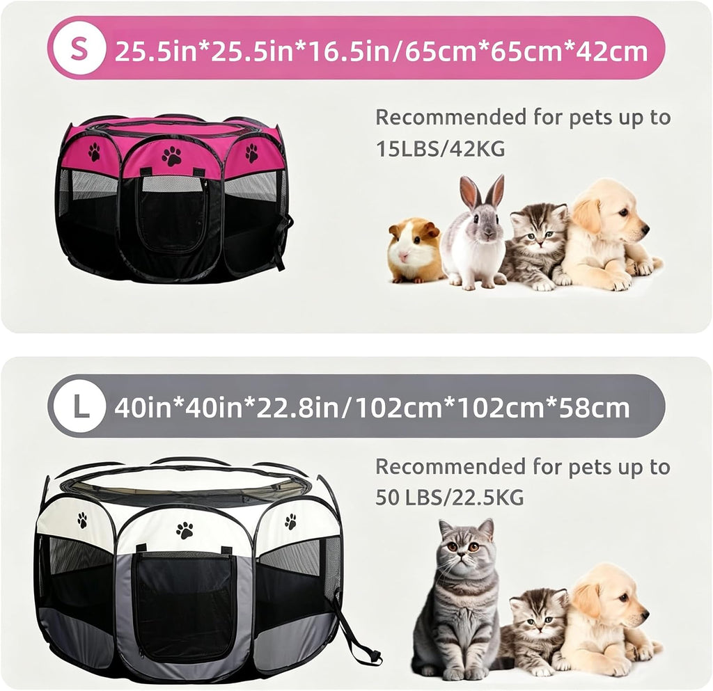 SENCONE Portable Pet Playpen for Cats, Kittens, Puppies, Indoor/Outdoor, S