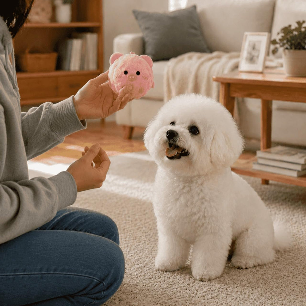Mini Fluffy Squeaky Pet Ball, 2‑Pack Plush Soft Pet Play Balls, Cute Animal Shape Indoor Interactive Toy for Puppies & C