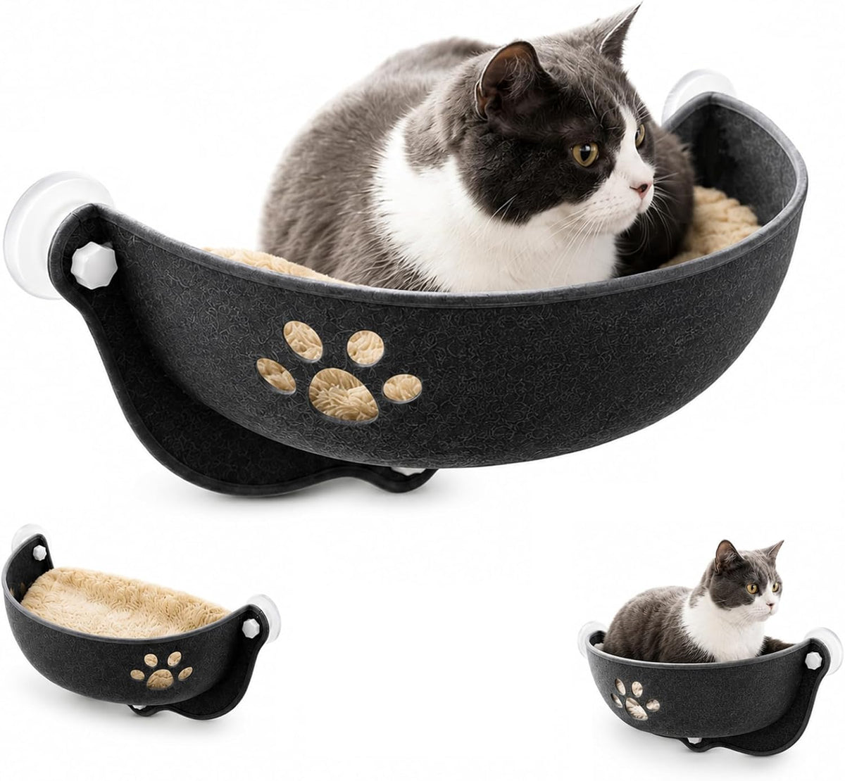 Cat Car Window Hammock with Soft Pad,Cat Window Seat,Cozy Resting,Gray L
