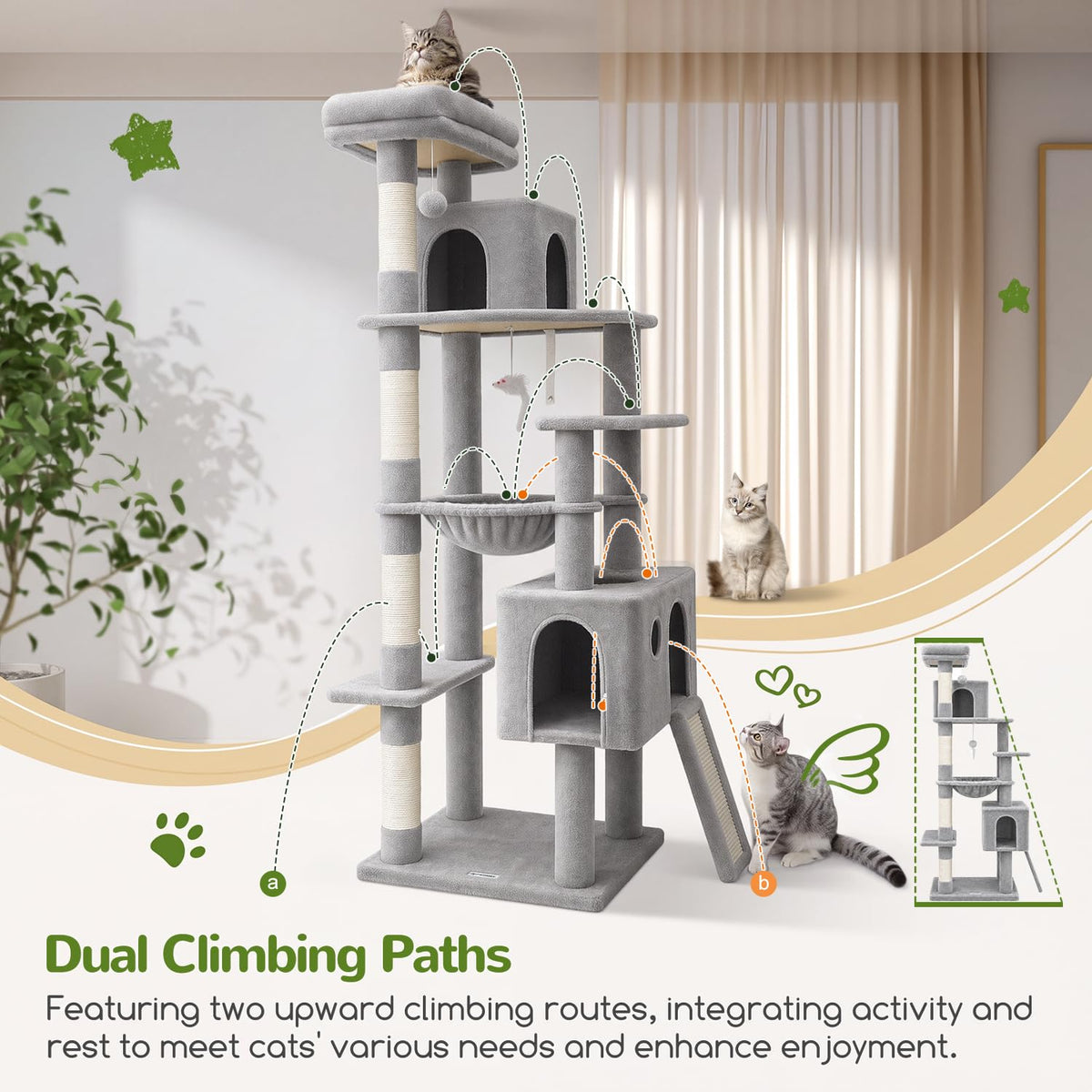 Globlazer F70 Pro Heavy Duty Cat Tree Tower for Indoor Cats Large Adult