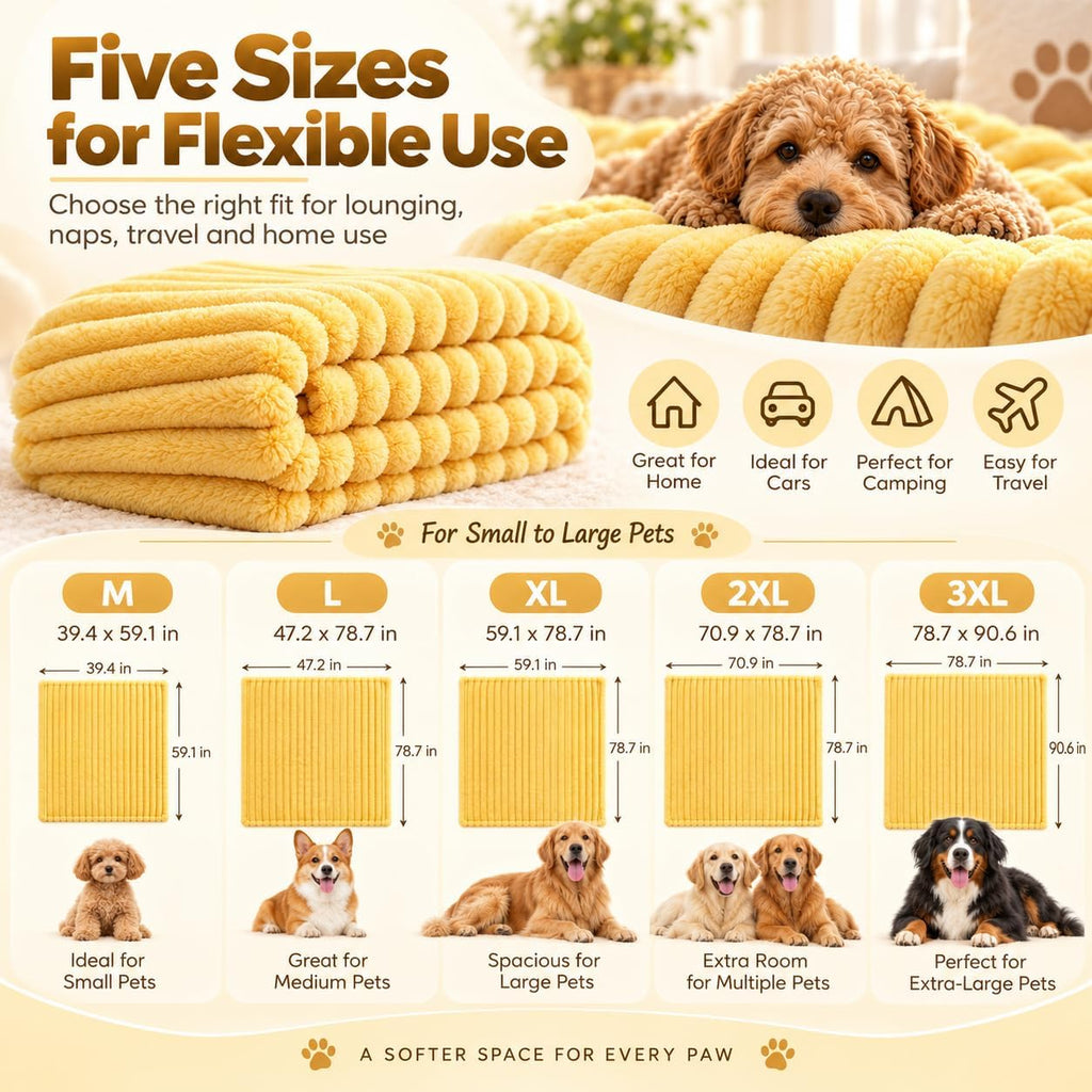 Yellow Dog Calming Blanket, Soft Emotional Support Blanket for Dogs，L