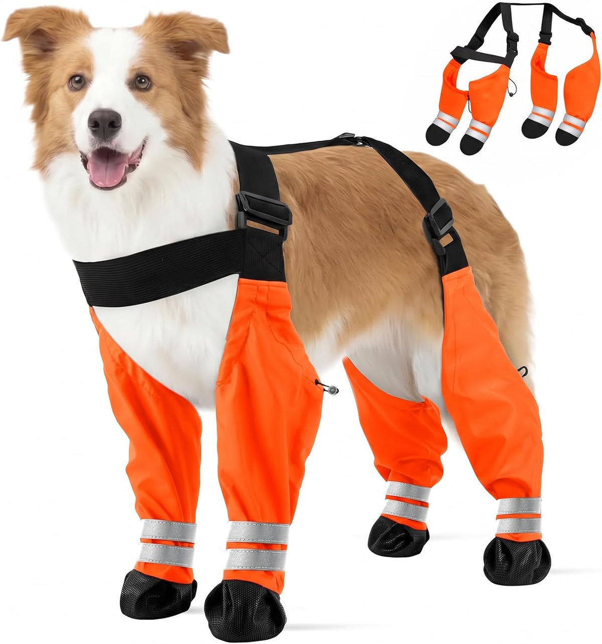 Waterproof Dog Suspender Boots, Dog Boots with Suspenders That Stay On, M