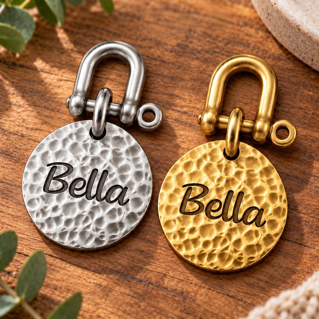 BONBOY Personalized Dog Tag, Engraved Pet ID Tag, Custom Dog Name Tag (Large, Brass)