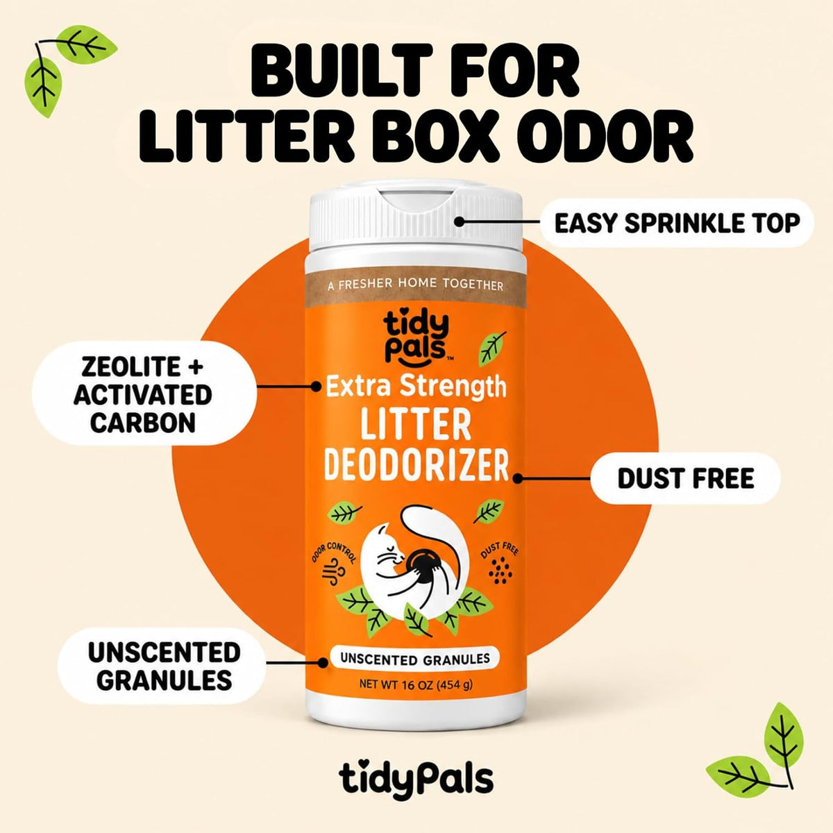 Cat Litter Deodorizer, Fragrance Free Zeolite and Carbon, 16 oz