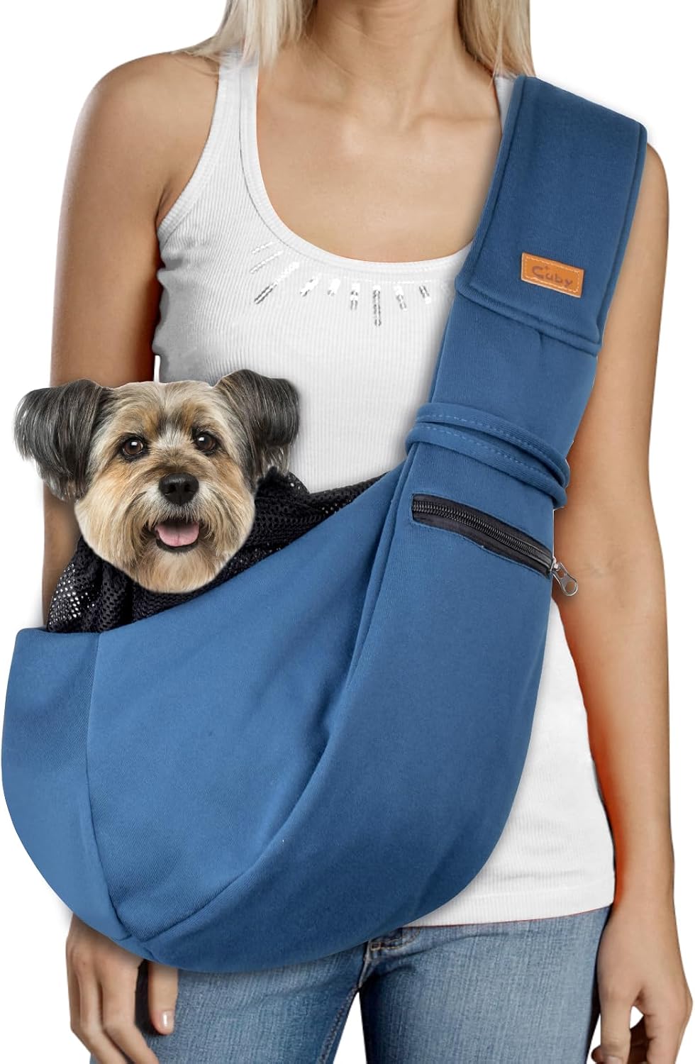 Dog and Cat Sling Carrier - Hands Free Reversible Pet Sling Bag - Ring Sling Adjustable - Suitable for Puppy, Small Dogs