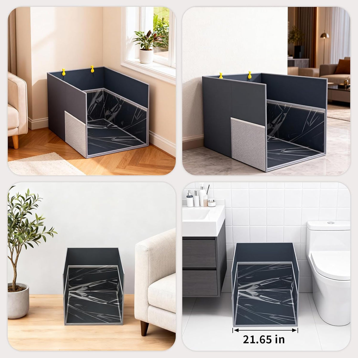 Waterproof Cat Litter Box Enclosure Splash Guard, 27.1"x21.6"x16.5"