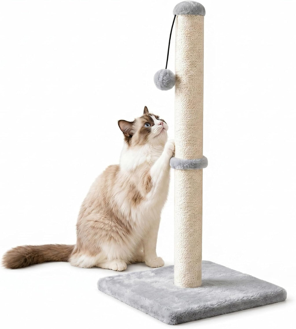 Dimaka 29" Tall Cat Scratching Post with Sisal Rope, Grey