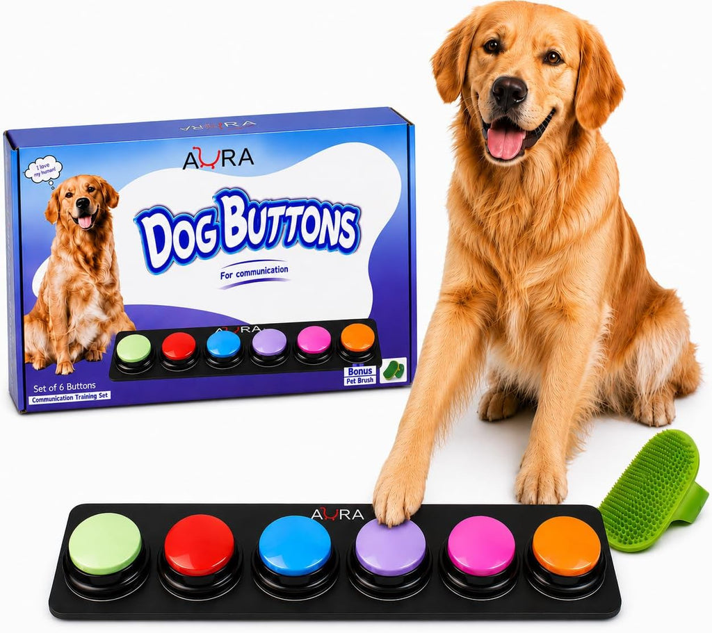 A-URA Dog Buttons for Communication, Recordable Dog Talking Buttons (6 PC)