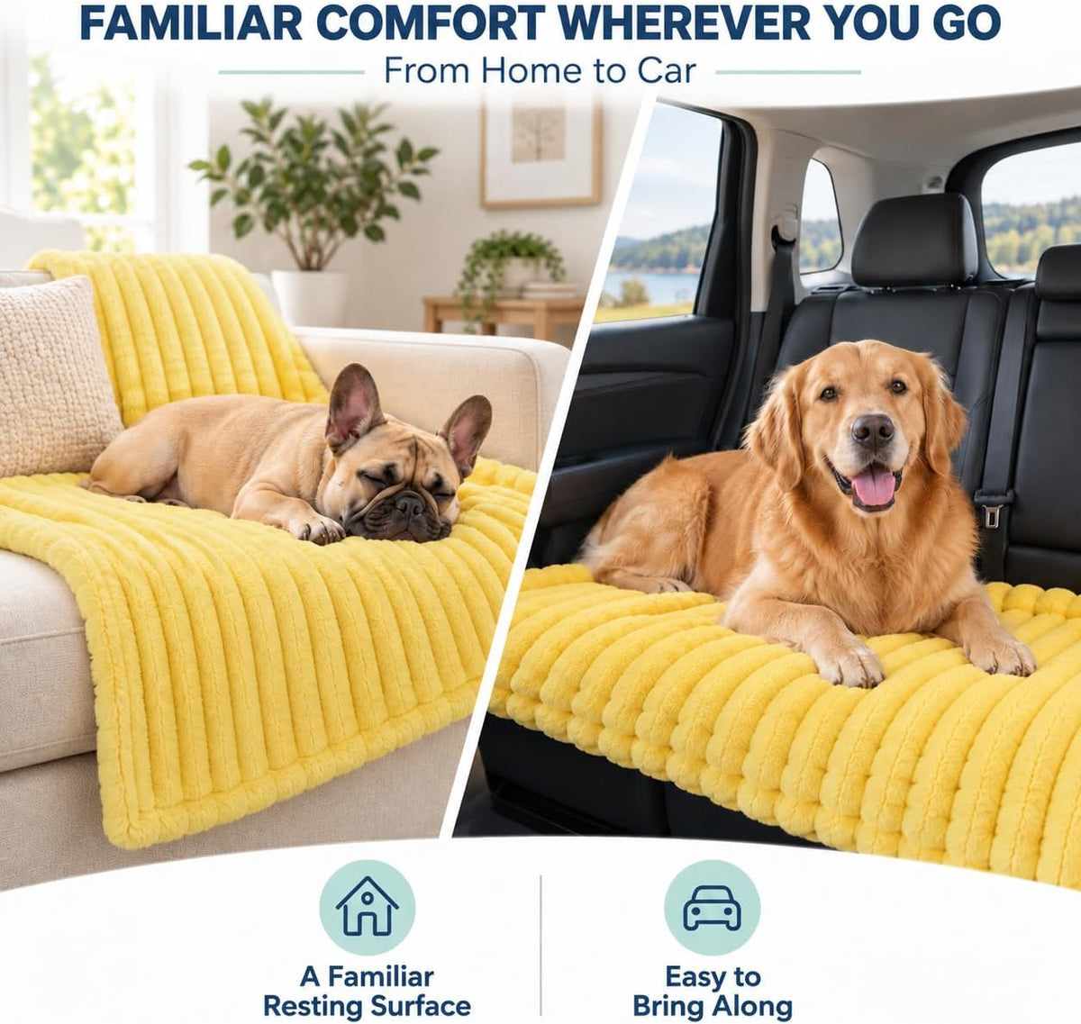 Emotional Support Blanket for Dogs, Yellow Dog Blanket for Dogs Calming Security Pet Blanket, Machine Washable for Sofa,