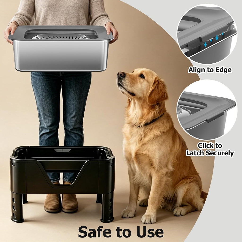 Elevated Dog Water Bowl 12L, 3.1Gal No Spill Water Bowl for Dogs with 4 Heights Adjustable Raised Dog Stand and 3 Filter