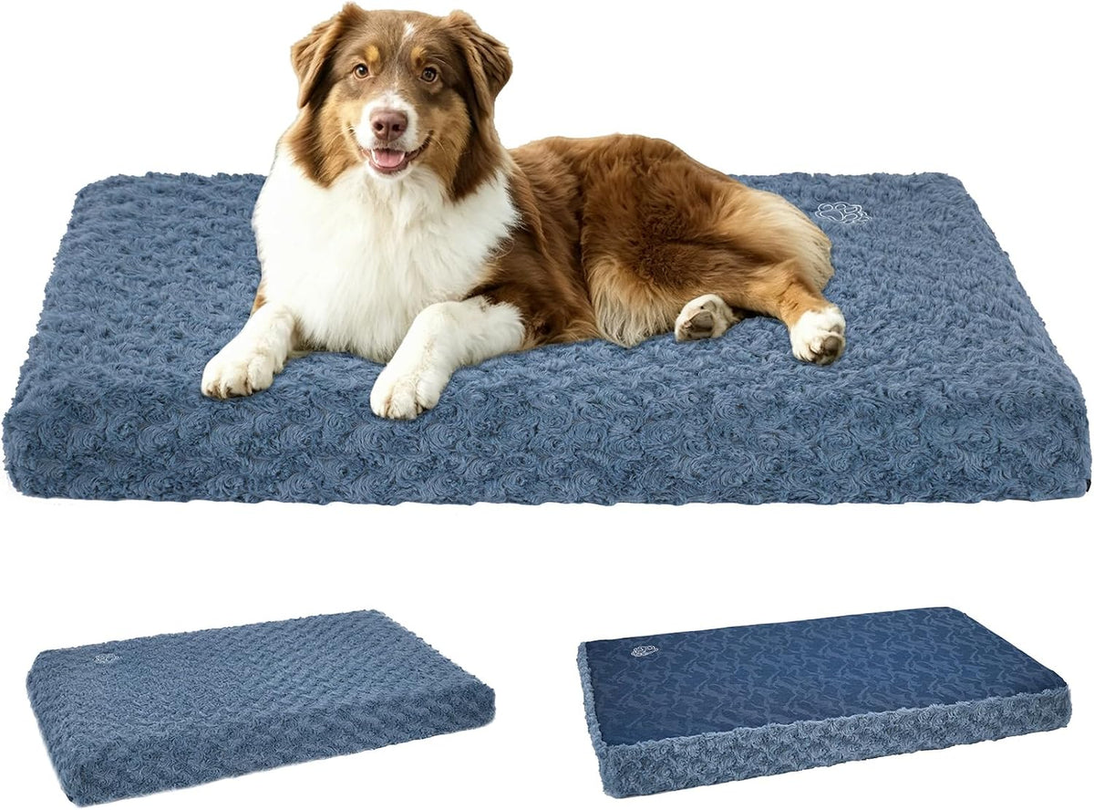 EMPSIGN Dog Bed Mat Crate Pad Mattress, Ultra Soft Pet Kennel, Grey, Large