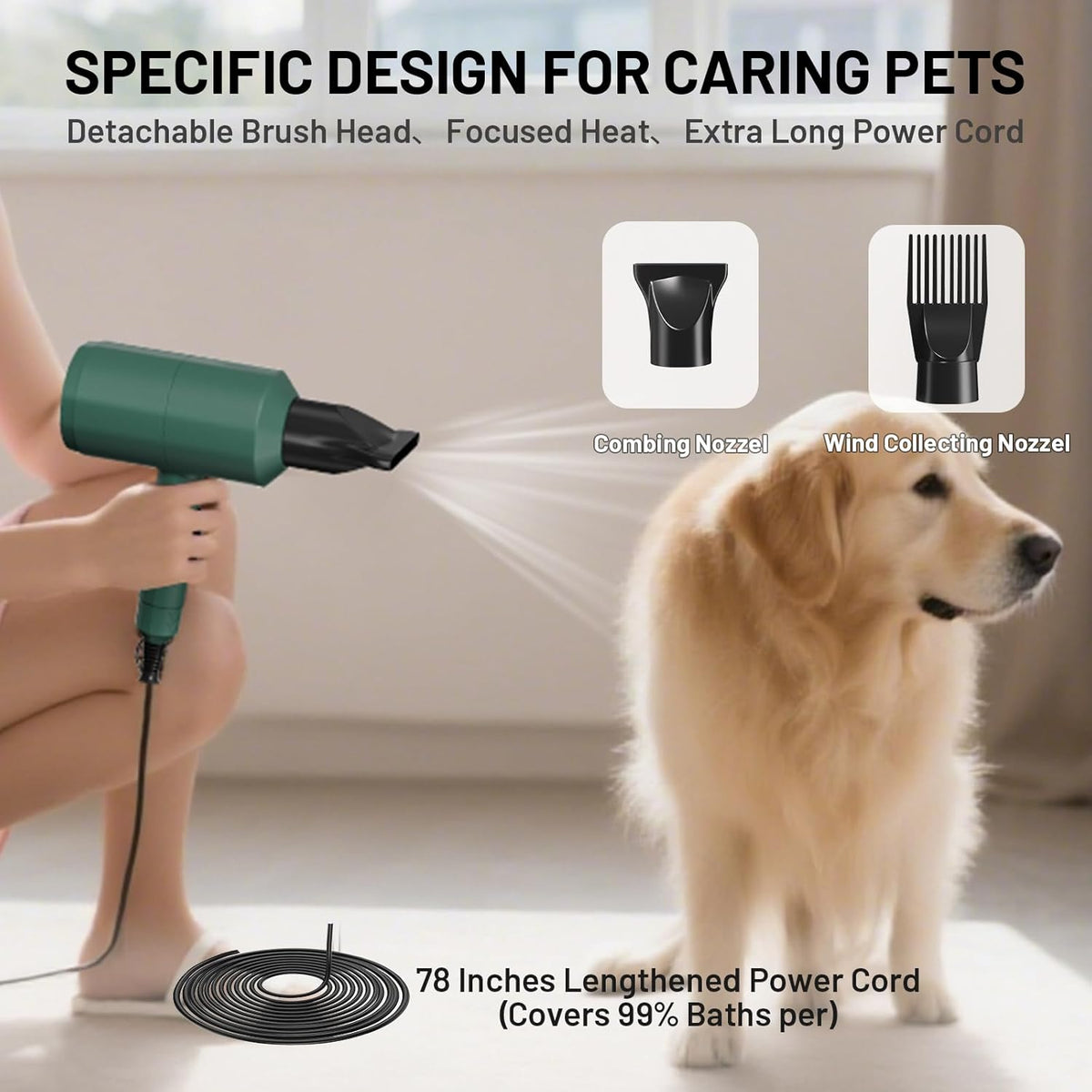 Dog Cat Hair Dryer for Medium/Small Pets, Grooming Blower Dryer