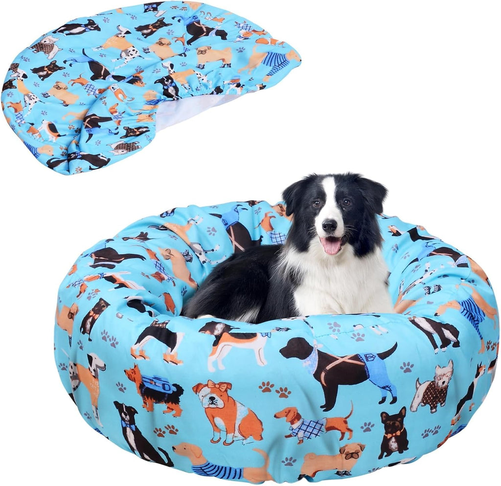 Round Replacement Dog Bed Covers Elastic Edged Washable 20 x 9.8 Inch