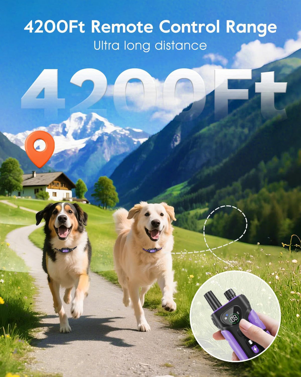 SLOPEHILL Dog Shock Collar 2 Dogs (8-140Lbs),4200FT Dog Training Collar