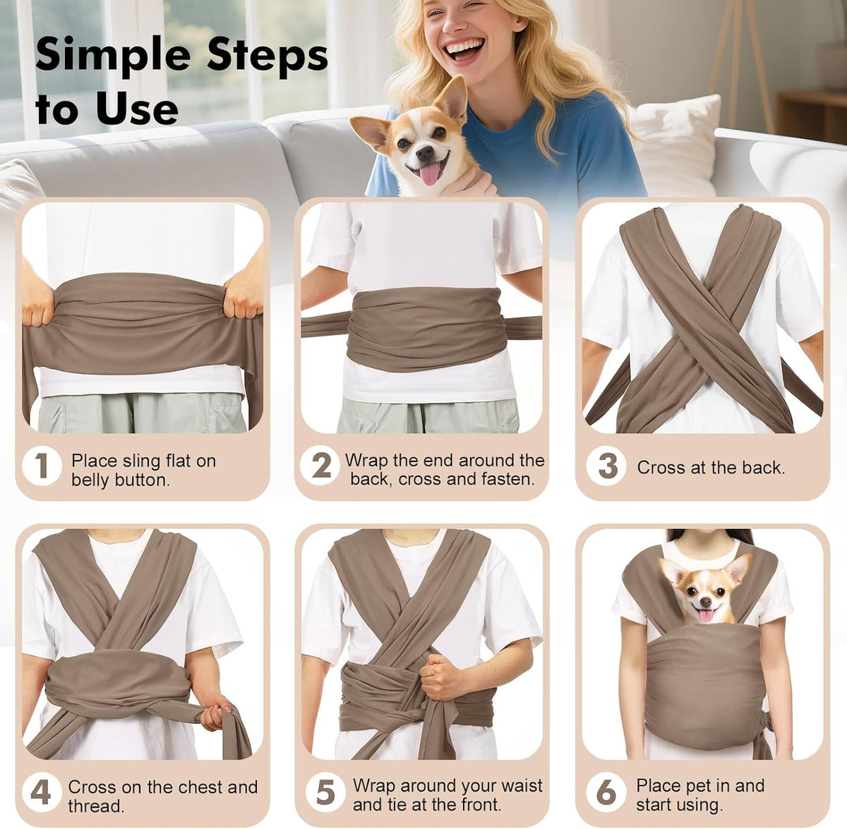 Pawaboo Pet Sling Carrier for Small Dogs and Cats