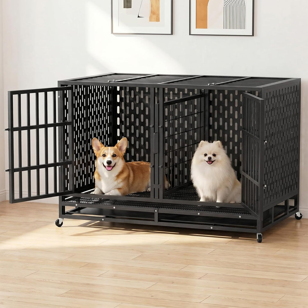 48 Inch Heavy Duty Indestructible Dog Crate, for High Anxiety Dog