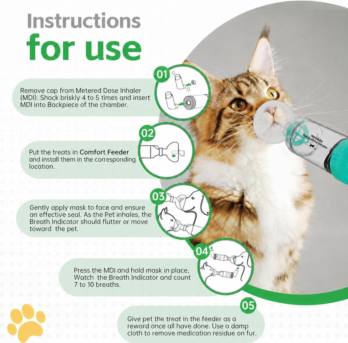 Neobay Cat Inhaler Spacer with Comfort Feeder, 2 Sets, One for Backup