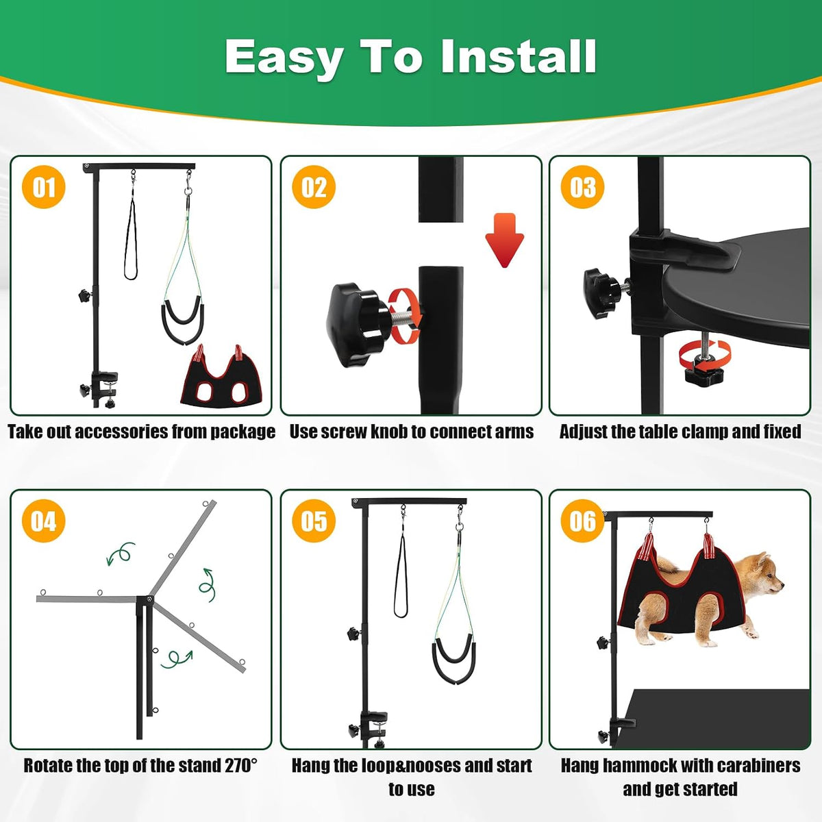 Dog Grooming arm with Restraint Loops, Adjustable Height(18.1"~30.7"),for Medium & Small Pets Bathing & Grooming