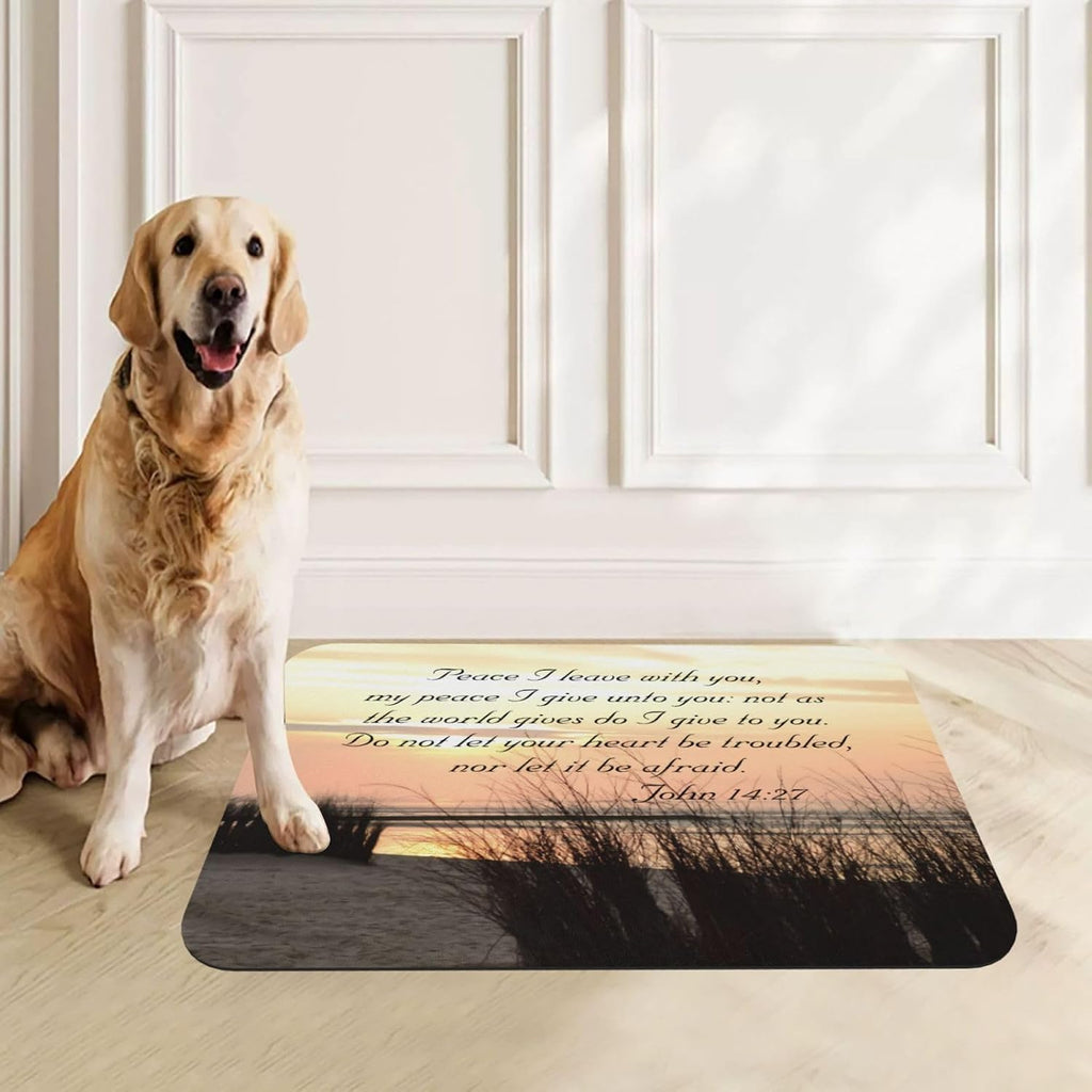 John My Peace I Give to You, Bible Verse Classic Round Cat and Dog Quick Drying Leather Pet Non Slip Placemat 30x45cm