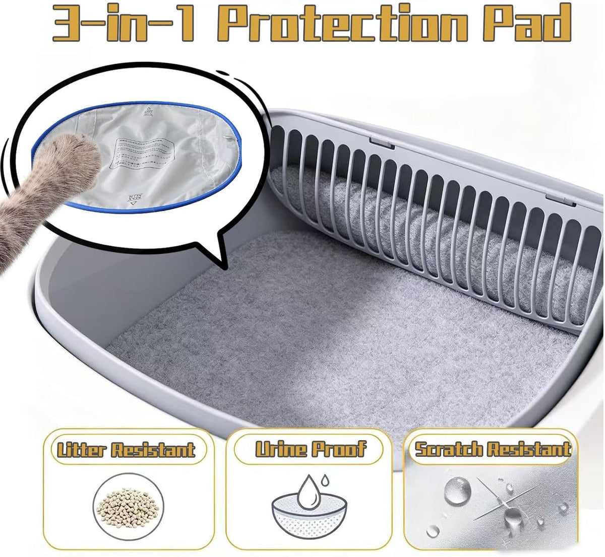 Automatic Litter Box Liner, Waterproof Scratch-Resistant Base Mat(grey1)