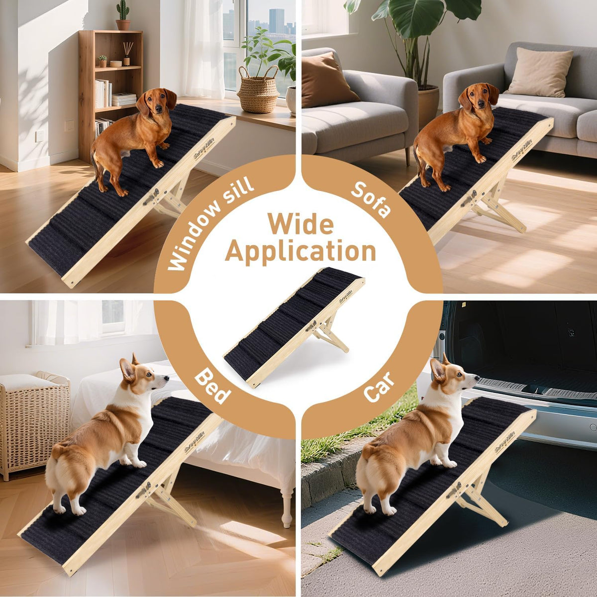 2026 Upgraded Dog Ramp for Couch - Foldable Small Dog Ramp for Bed - 4 Adjustable Height from 12" to 20" - Portable Pet 